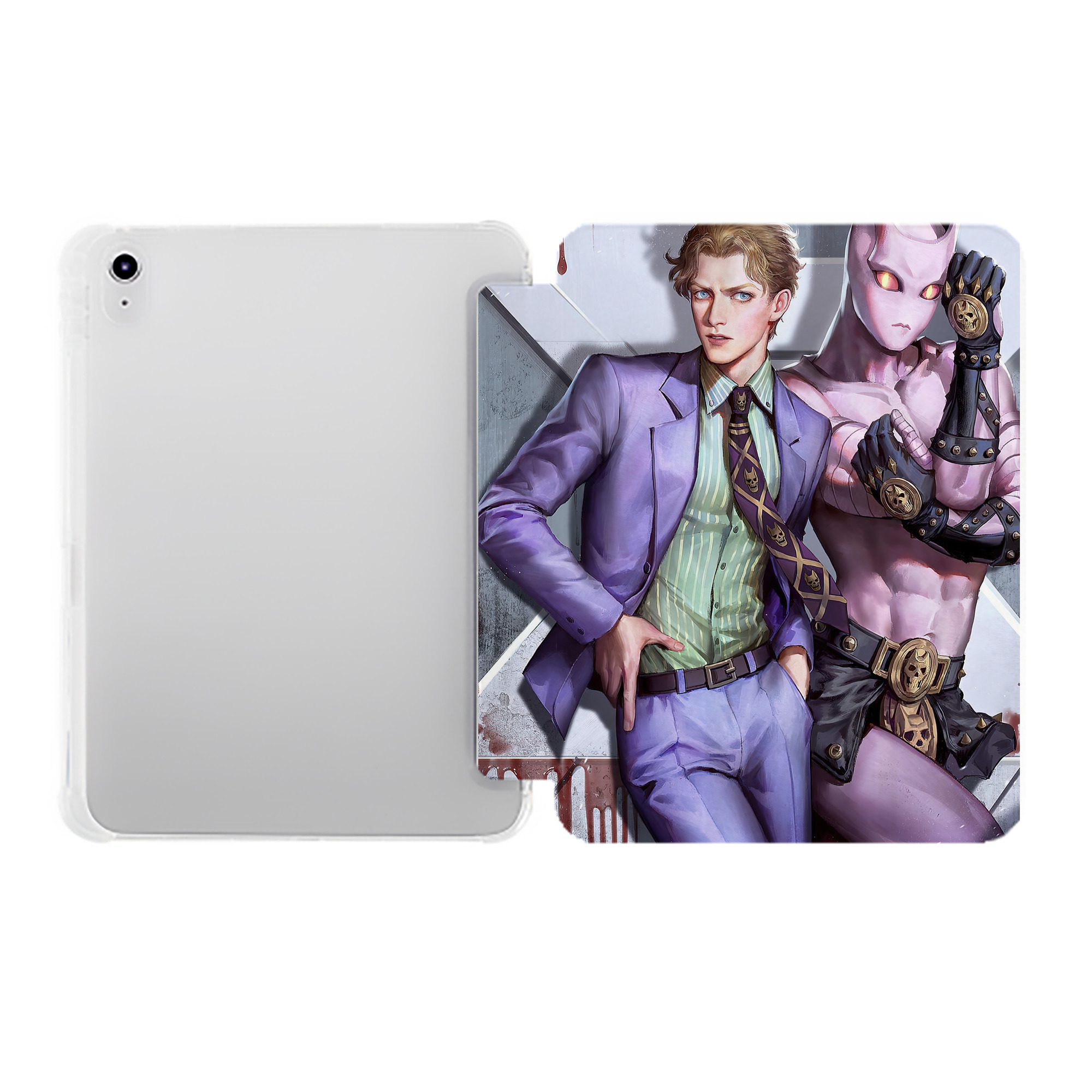 （画像用） ジョジョの奇妙な冒険 JoJo's Bizarre Adventure IPad ケース ペン収納付き 三つ折りスタンド PUレザー×シリコン 対応機種9.5/10.5/10.9インチ